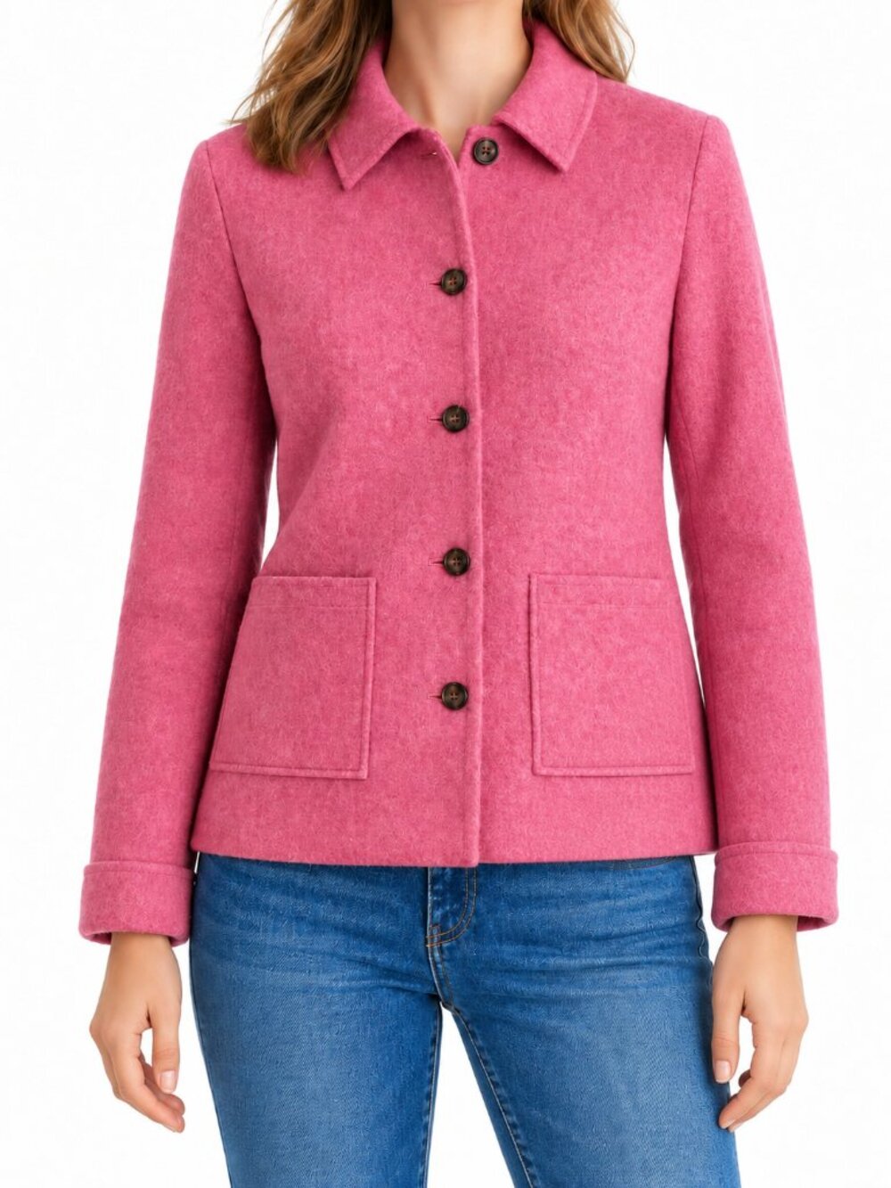 Lands’ End Women’s Pink Wool Jacket, 4
